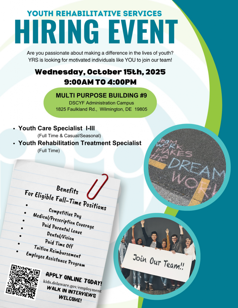 YRS hiring event: Wednesday, 10/15/2025 9:00 AM to 4:00 PM